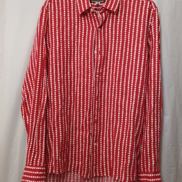 MICHAEL KORS SLIM FIT POKA DOT  LINEN SHIRT - Picture 6 of 10